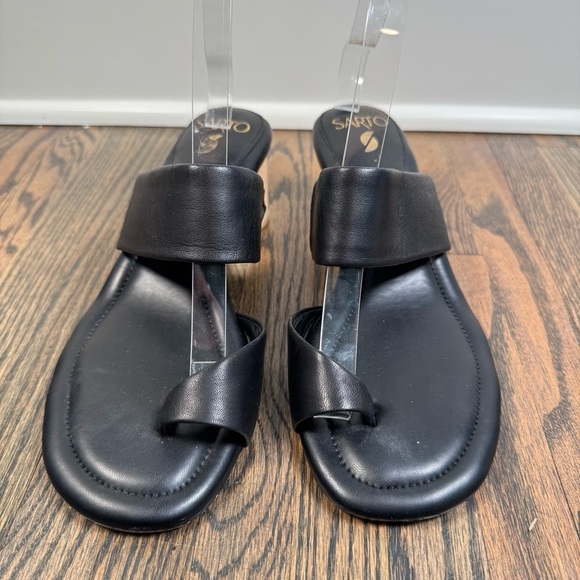 Franco Sarto Goldie black leather heel sandals size 10 - Picture 2 of 7